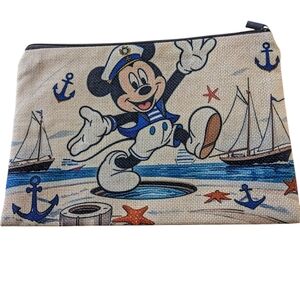 Mickey Mouse On The Beach Cosmetic Make Up Pencil Case Canvas Zippered